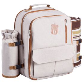 VEVOR Beach Picnic Backpack Bag for 4 Person with Cooler Compartment Blanket